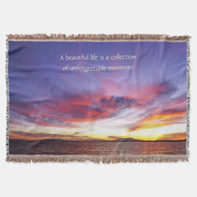 Breathtaking sunset over the sea  throw blanket (Front)