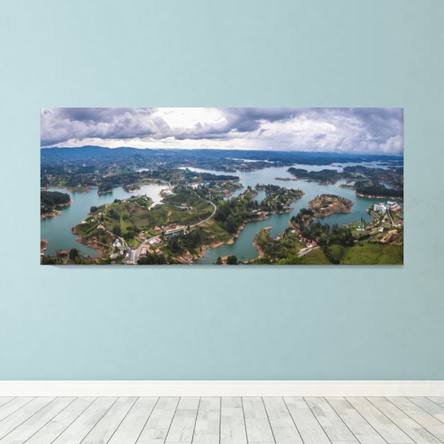 Breathtaking View of Guatape Antioquia Cloudy Sky Canvas Print (Insitu(Wood Floor))