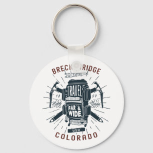 Breckenridge Colorado Backpack Gear Retro Travel Keychain