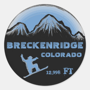 Breckenridge Colorado blue snowboard art stickers