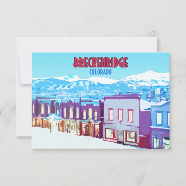 Breckenridge Colorado Downtown Mountains Flat Card (Front)