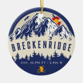 Breckenridge Colorado Flag Mountain Ski Souvenir Ceramic Ornament (Front)