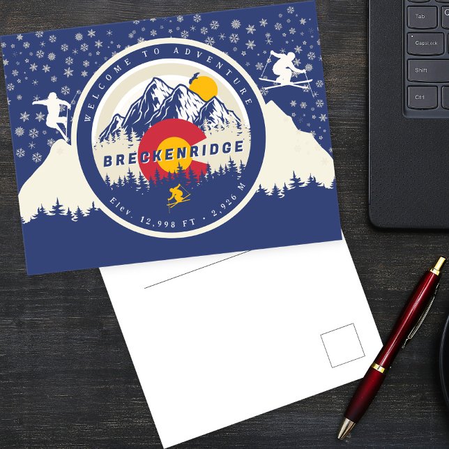 Breckenridge Colorado Flag Mountain Ski Souvenir Postcard (Creator Uploaded)