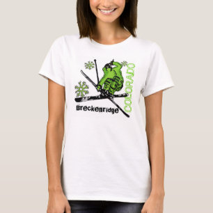 Breckenridge Colorado green theme ladies ski tee