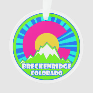 Breckenridge Colorado neon mountain ornament