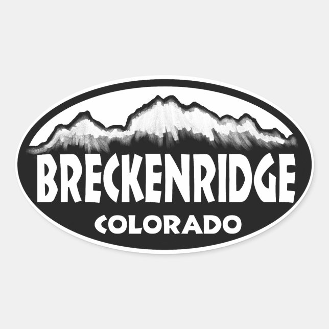 Breckenridge Colorado noir blanc ovale autocollant (Devant)