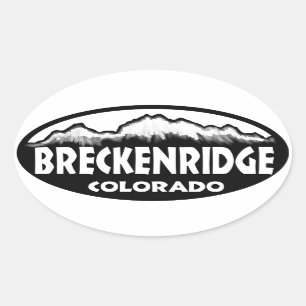 Breckenridge Colorado noir blanc ovale autocollant