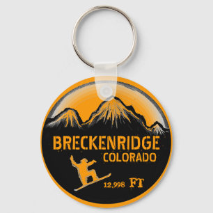 Breckenridge Colorado orange board art keychain