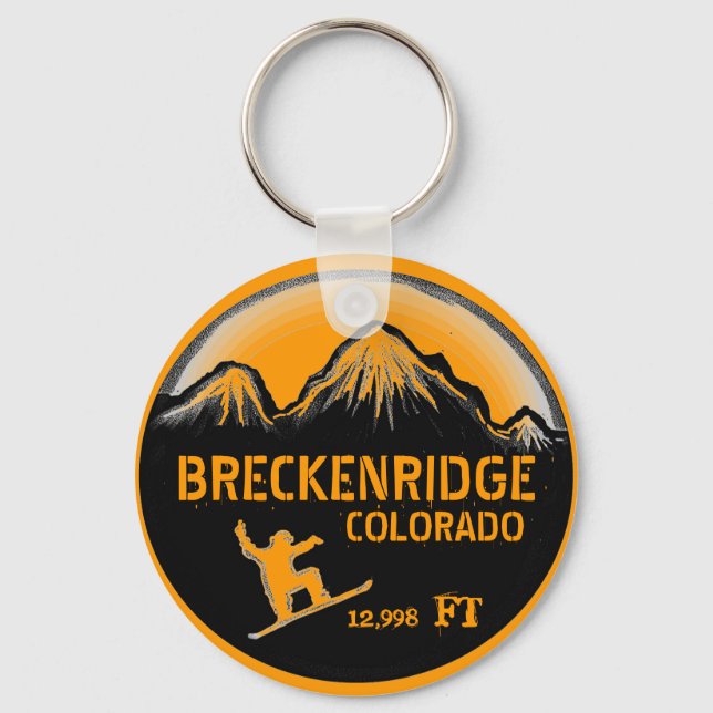 Breckenridge Colorado orange board art keychain (Front)