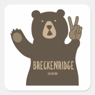 Breckenridge Colorado Peace Bear Square Sticker