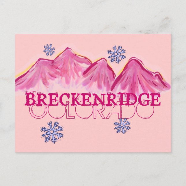 Breckenridge Colorado pink mountains postcard (Front)