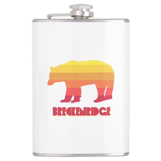 Breckenridge Colorado Rainbow Bear Hip Flask (Front)