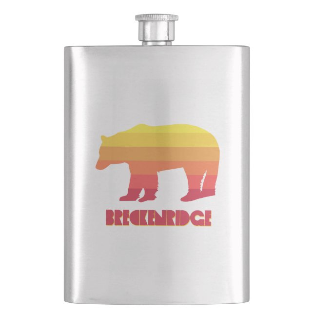 Breckenridge Colorado Rainbow Bear Hip Flask (Front)