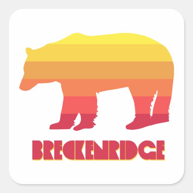 Breckenridge Colorado Rainbow Bear Square Sticker (Front)