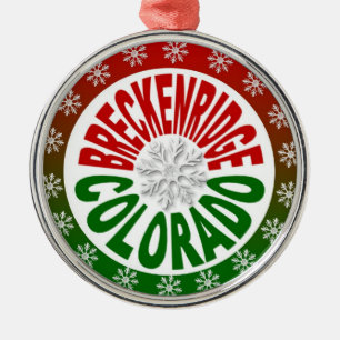 Breckenridge Colorado red green snowflake ornament