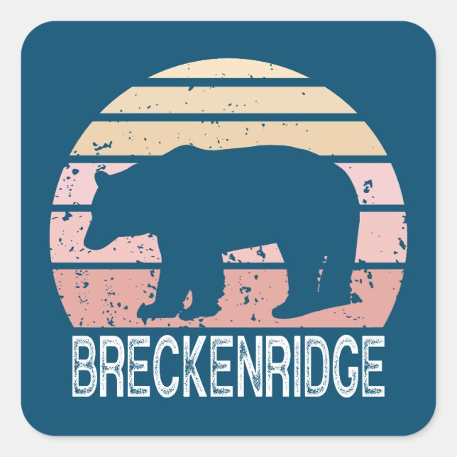 Breckenridge Colorado Retro Bear Square Sticker (Front)