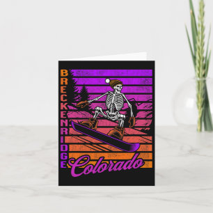 Breckenridge Colorado Retro Snowboarding Skeleton Card