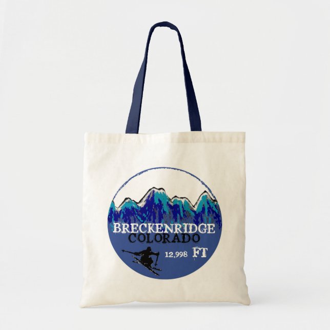 Breckenridge Colorado reusable ski blue bag (Front)
