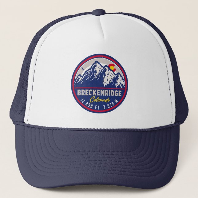 Breckenridge Colorado Ski Hiking Mountain Souvenir Trucker Hat (Front)