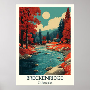Breckenridge Colorado Vintage Mountain Travel Art Poster