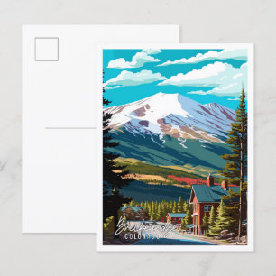Breckenridge Colorado vintage travel illustration Postcard