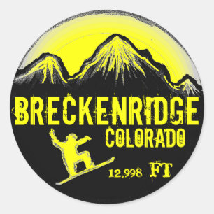 Breckenridge Colorado yellow snowboard art sticker