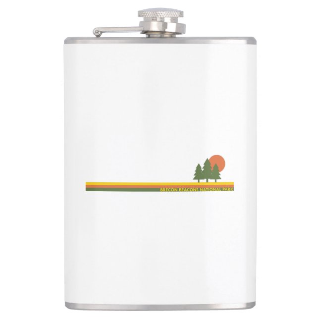 Brecon Beacons National Park Pine Trees Sun Hip Flask (Front)