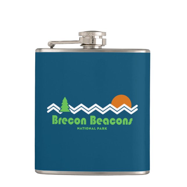Brecon Beacons National Park Retro Hip Flask (Front)