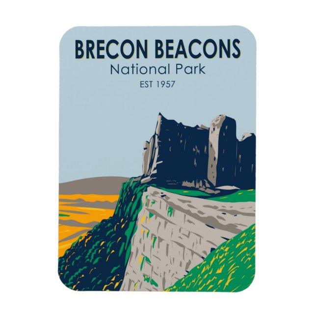 Brecon Beacons National Park Wales Vintage Magnet (Vertical)