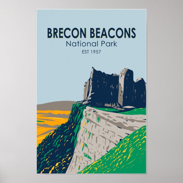Brecon Beacons National Park Wales Vintage Poster (Front)