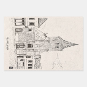 Breda Dutch Vintage Architecture Sketch Art Wrapping Paper Sheet