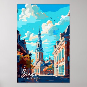 Breda Netherlands Art vintage travel illustration Poster