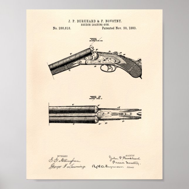 Breech Loading Gun 1883 Patent Art  - Old Peper Poster (Front)