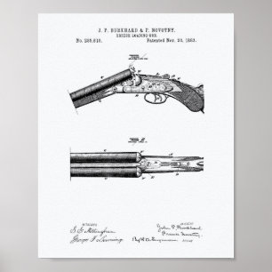 Breech Loading Gun 1883 Patent Art - White Paper Poster
