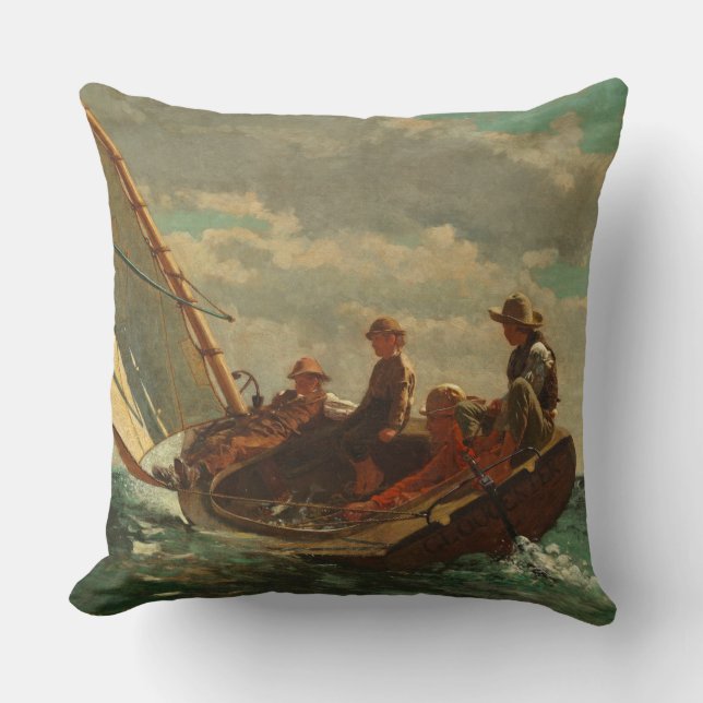 Breezing Up (A Fair Wind) 1873-76 Throw Pillow (Front)