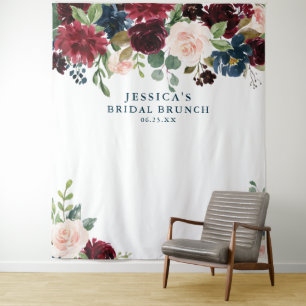 Breezy Burgundy Backdrop Photo Booth Wedding Tapestry