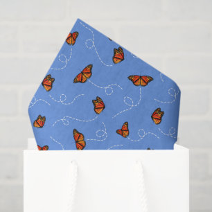 breezy Monarch butterflies pattern blue Tissue Paper