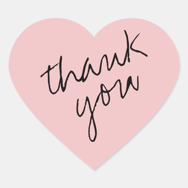 Breezy Pink Heart Thank You Sticker (Front)