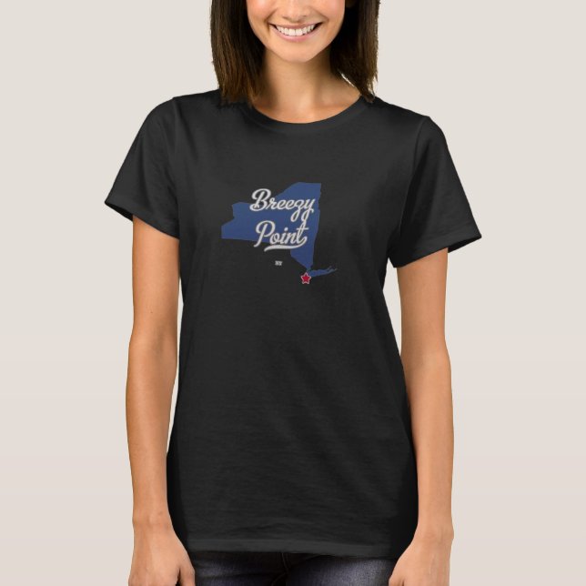 Breezy Point New York Queens NY Map T-Shirt (Front)
