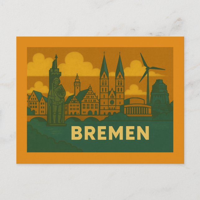 Bremen Germany City Art Postcard (Front)