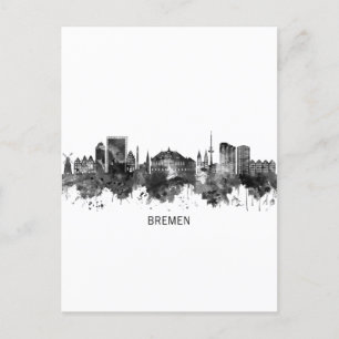 Bremen Germany Skyline BW Holiday Postcard