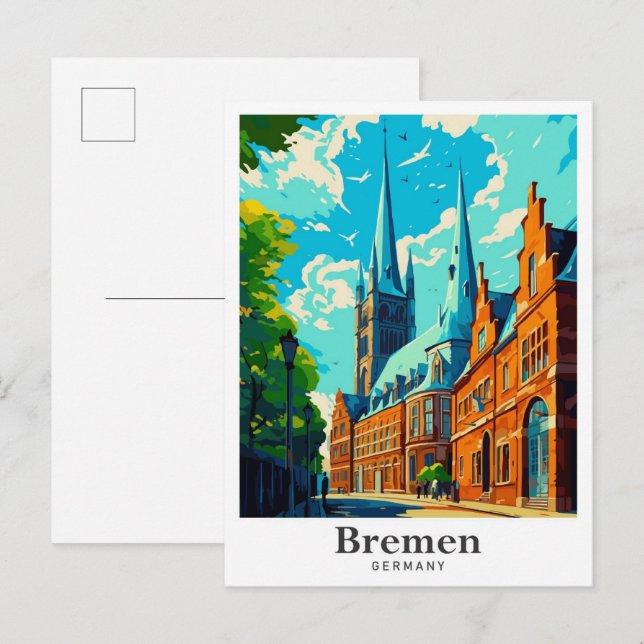 Bremen Germany Vintage Travel Portrait  Postcard (Front/Back)