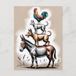 Bremen Town Musicians Statue Germany Holiday Postcard