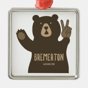 Bremerton Washington Peace Bear Metal Ornament