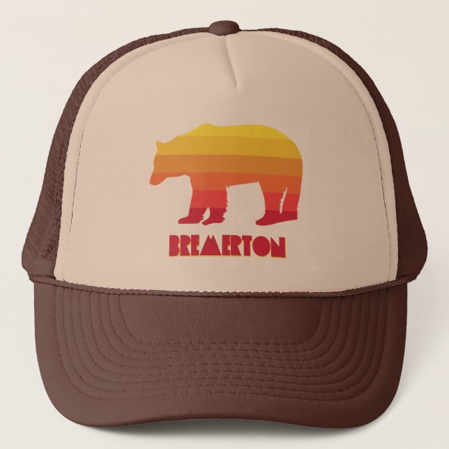 Bremerton Washington Rainbow Bear Trucker Hat (Front)
