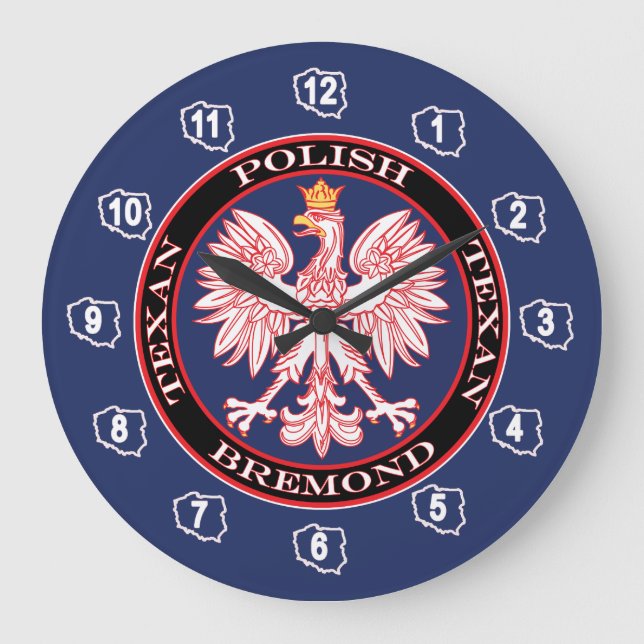 Bremond Round Polish Texan Large Clock (Front)