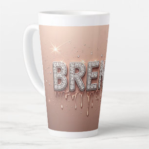 Brenda Diamond Name in Dripping Rose Gold Latte Mug