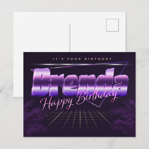 Brenda prénom carte postale violette anniversaire