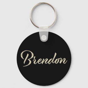 Brendon Name whitegold Button Schlüsselanhänger Keychain
