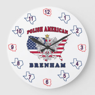 Brenham Texas Polish American Large Clock